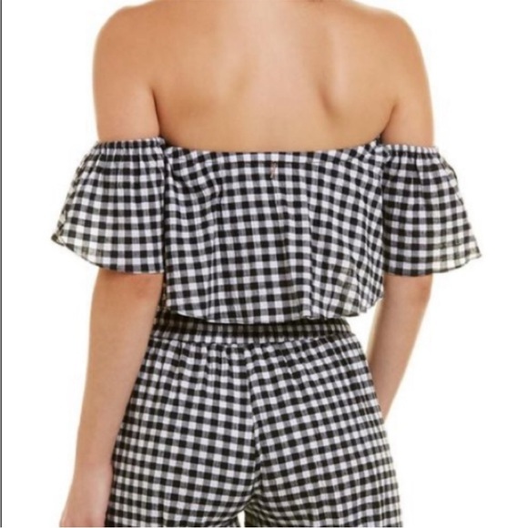 Lunna black white gingham ruffle tube top crop top - Picture 3 of 3